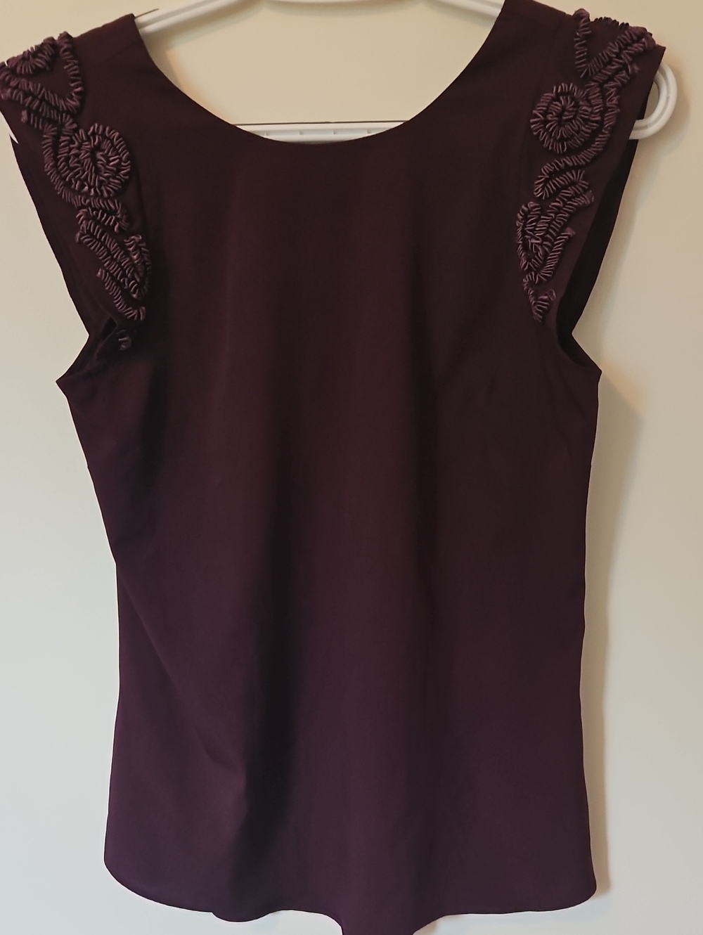 Oasis Plum Sleeveless Camisole with Braided Rosette Shoulders